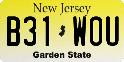 NJ license plate B31WOU
