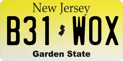 NJ license plate B31WOX