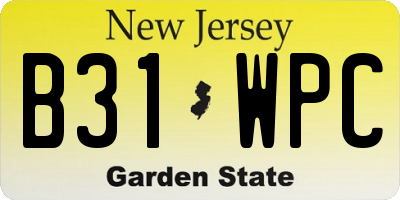 NJ license plate B31WPC