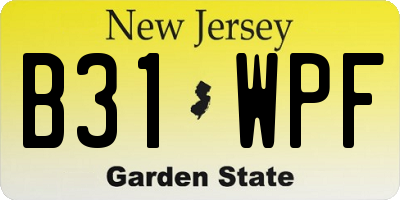 NJ license plate B31WPF