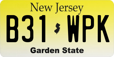 NJ license plate B31WPK