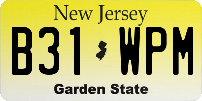 NJ license plate B31WPM