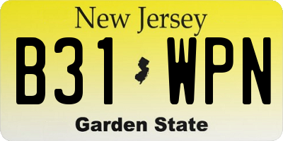 NJ license plate B31WPN