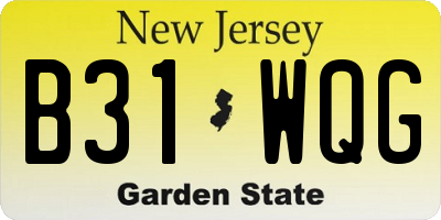 NJ license plate B31WQG