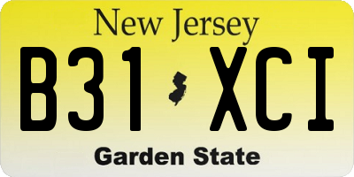 NJ license plate B31XCI