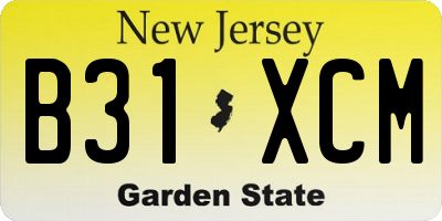 NJ license plate B31XCM