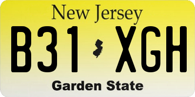 NJ license plate B31XGH