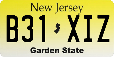 NJ license plate B31XIZ