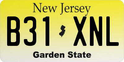 NJ license plate B31XNL