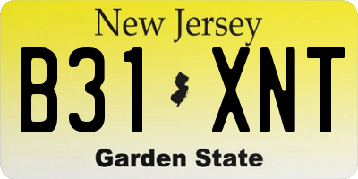 NJ license plate B31XNT