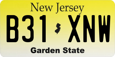 NJ license plate B31XNW