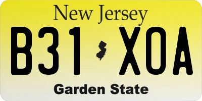 NJ license plate B31XOA