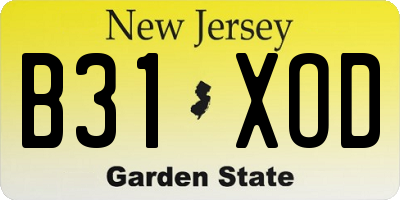 NJ license plate B31XOD