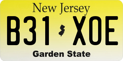NJ license plate B31XOE