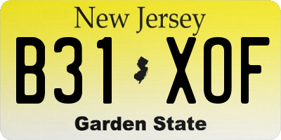 NJ license plate B31XOF