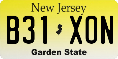 NJ license plate B31XON