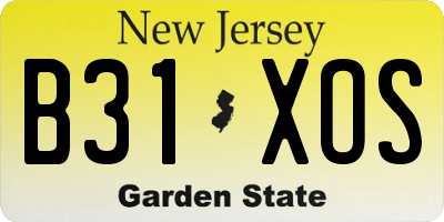 NJ license plate B31XOS