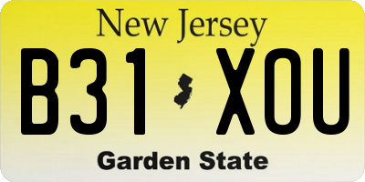 NJ license plate B31XOU