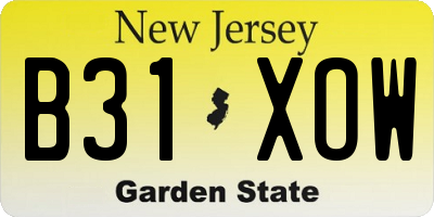 NJ license plate B31XOW