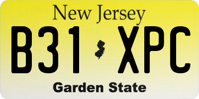 NJ license plate B31XPC