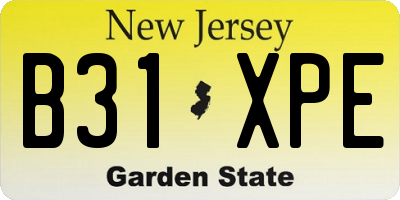 NJ license plate B31XPE