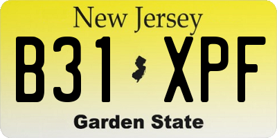 NJ license plate B31XPF