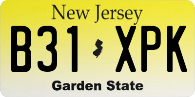 NJ license plate B31XPK