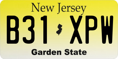 NJ license plate B31XPW