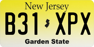 NJ license plate B31XPX