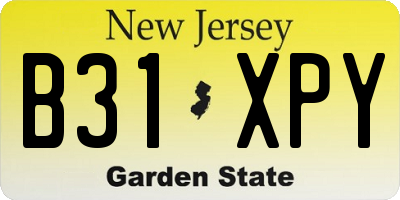 NJ license plate B31XPY