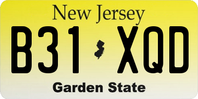 NJ license plate B31XQD