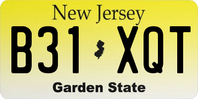 NJ license plate B31XQT