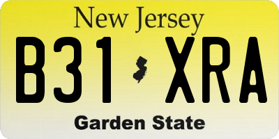 NJ license plate B31XRA