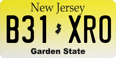 NJ license plate B31XRO