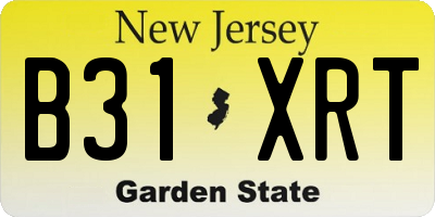 NJ license plate B31XRT