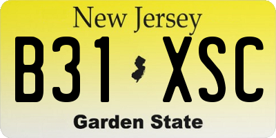 NJ license plate B31XSC
