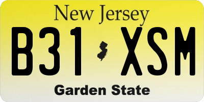 NJ license plate B31XSM