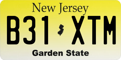 NJ license plate B31XTM