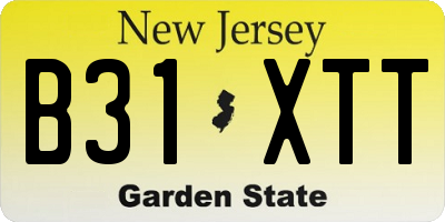 NJ license plate B31XTT