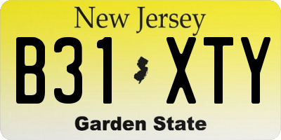 NJ license plate B31XTY