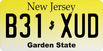 NJ license plate B31XUD