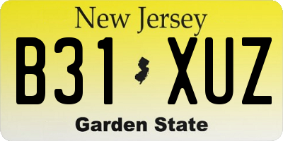NJ license plate B31XUZ