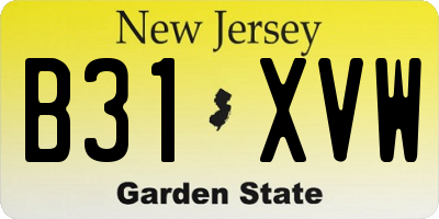 NJ license plate B31XVW