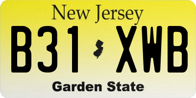 NJ license plate B31XWB