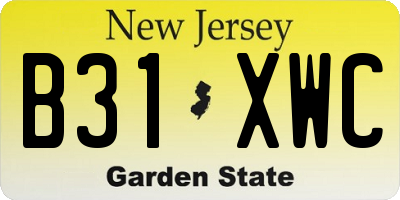 NJ license plate B31XWC