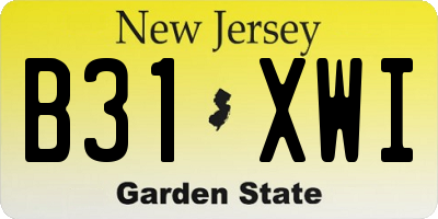 NJ license plate B31XWI