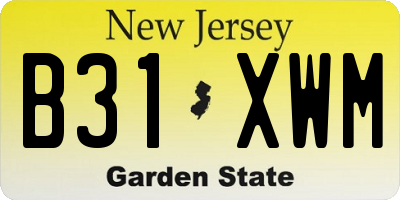 NJ license plate B31XWM