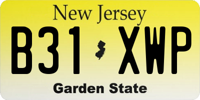 NJ license plate B31XWP
