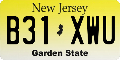NJ license plate B31XWU