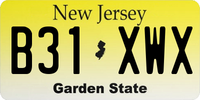 NJ license plate B31XWX